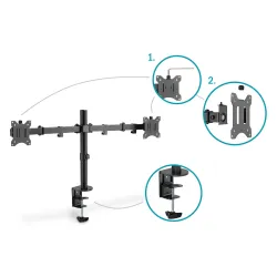 Uchwyt biurkowy podwójny (zacisk) DIGITUS 2xLCD max. 32"max. 2x 8kg