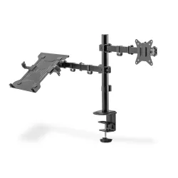 Uchwyt biurkowy DIGITUS podwójne ramię na 1xLCD 32" 4kg, 1xNotebook 15,4"
