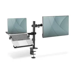 Uchwyt biurkowy DIGITUS podwójne ramię na 1xLCD 32" 4kg, 1xNotebook 15,4"