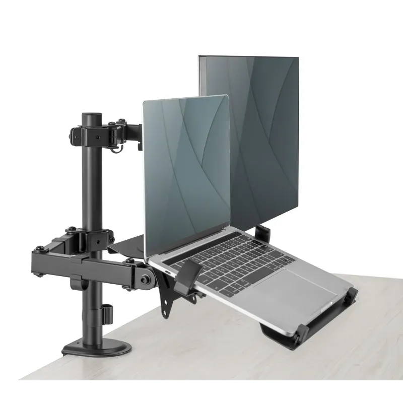 Uchwyt biurkowy DIGITUS podwójne ramię na 1xLCD 32" 4kg, 1xNotebook 15,4"