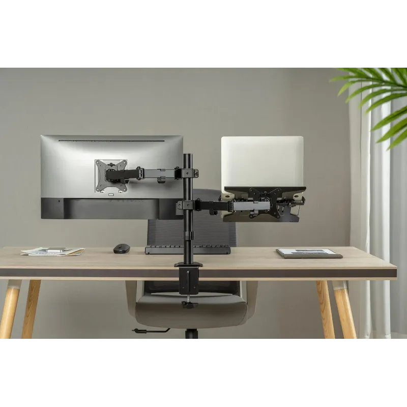 Uchwyt biurkowy DIGITUS podwójne ramię na 1xLCD 32" 4kg, 1xNotebook 15,4"