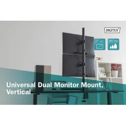 Uchwyt biurkowy DIGITUS pionowy 2xLCD max. 32" 8kg, zaciskowy czarny