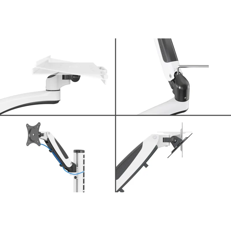 Ramię naścienne pojedyncze DIGITUS 1xLCD + klawiatura, max. 32" i 8kg