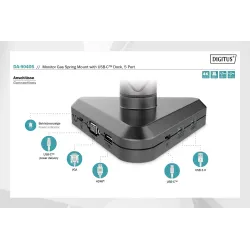 Ramię biurkowe pojedyńcze z zaciskiem DIGITUS 1xLCD z sprężyną gazową i