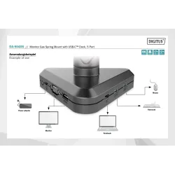 Ramię biurkowe pojedyńcze z zaciskiem DIGITUS 1xLCD z sprężyną gazową i
