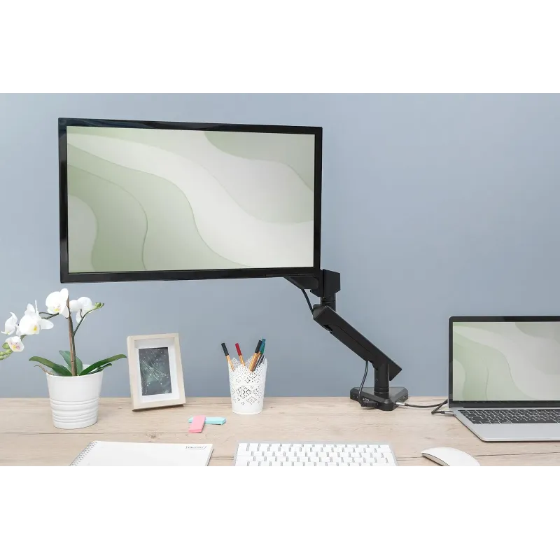 Ramię biurkowe pojedyńcze z zaciskiem DIGITUS 1xLCD z sprężyną gazową i