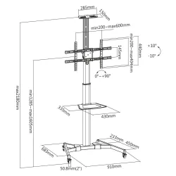 Stojak mobilny pojedynczy z półką DIGITUS 1xLCD max. 70" | PartsPC.pl