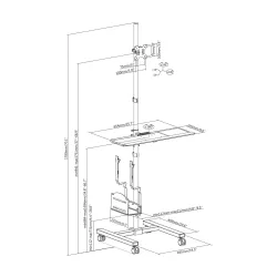 Stojak - mobilna stacja robocza DIGITUS 1xLCD max.32" max.8kg + klawiatura
