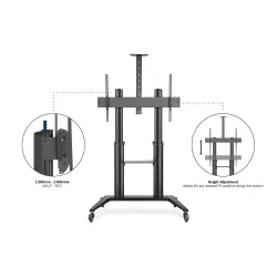 Stojak mobilny pojedynczy DIGITUS z półką i uchwytem na kamerę 1xLCD max.