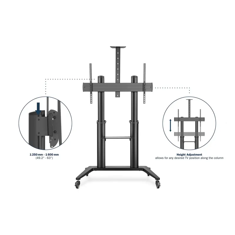Stojak mobilny pojedynczy DIGITUS z półką i uchwytem na kamerę 1xLCD max.