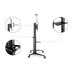 Stojak mobilny pojedynczy DIGITUS z półką i uchwytem na kamerę 1xLCD max.