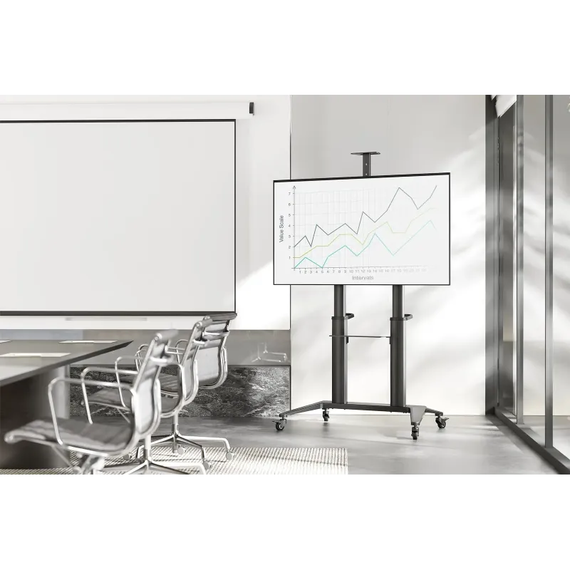 Stojak mobilny pojedynczy DIGITUS z półką i uchwytem na kamerę 1xLCD max.