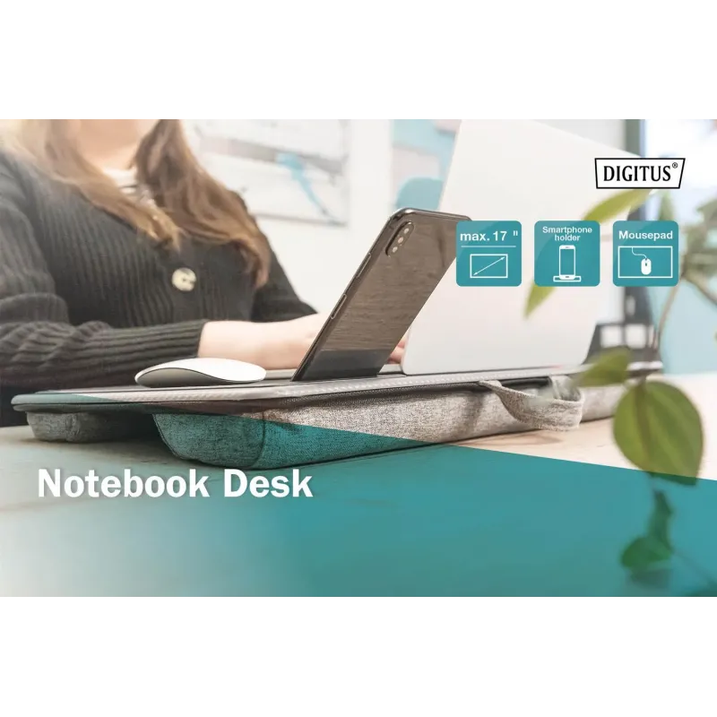 Podstawka/Stolik DIGITUS pod laptopa z podkładką pod mysz i stojakiem na