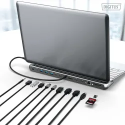 Stacja dokująca DIGITUS USB Typ C 12-portów 2x HDMI 1x DisplayPort 8K/30Hz