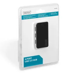 Hub USB DIGITUS DA-70231 4xUSB 3.0 aktywny czarny