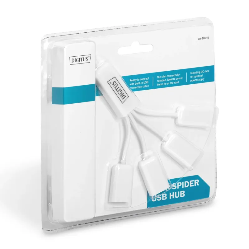 HUB/Koncentrator 4-portowy DIGITUS "Spider" USB 2.0 SuperSpeed, pasywny,