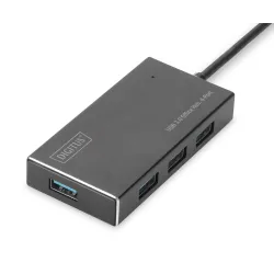 Hub/Koncentrator DIGITUS 4-portowy USB 3.0 SuperSpeed, aktywny, aluminium