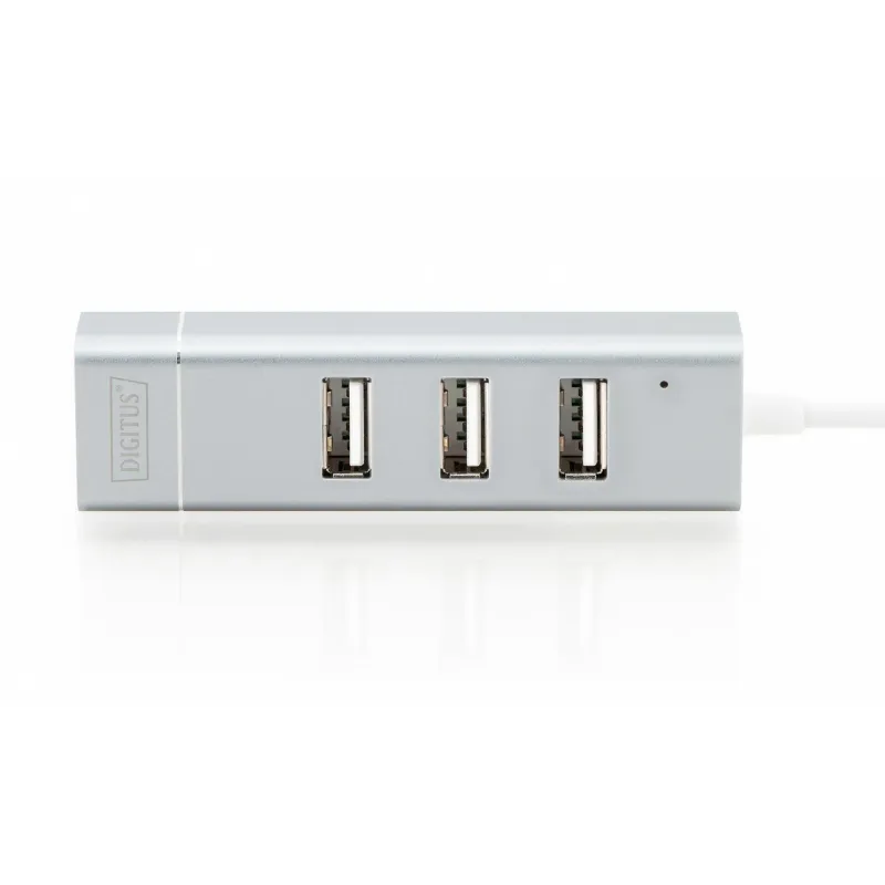 Hub/Koncentrator 3-portowy DIGITUS USB 2.0 HighSpeed Typ C z Fast Ethernet