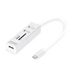 HUB/Koncentrator DIGITUS 3-portowy OTG USB Typ C czytnik kart SD/Micro SD