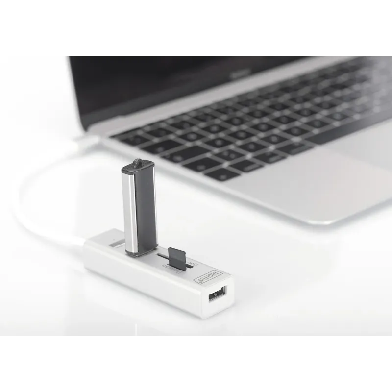 HUB/Koncentrator DIGITUS 3-portowy OTG USB Typ C czytnik kart SD/Micro SD