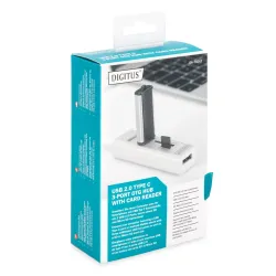 HUB/Koncentrator DIGITUS 3-portowy OTG USB Typ C czytnik kart SD/Micro SD