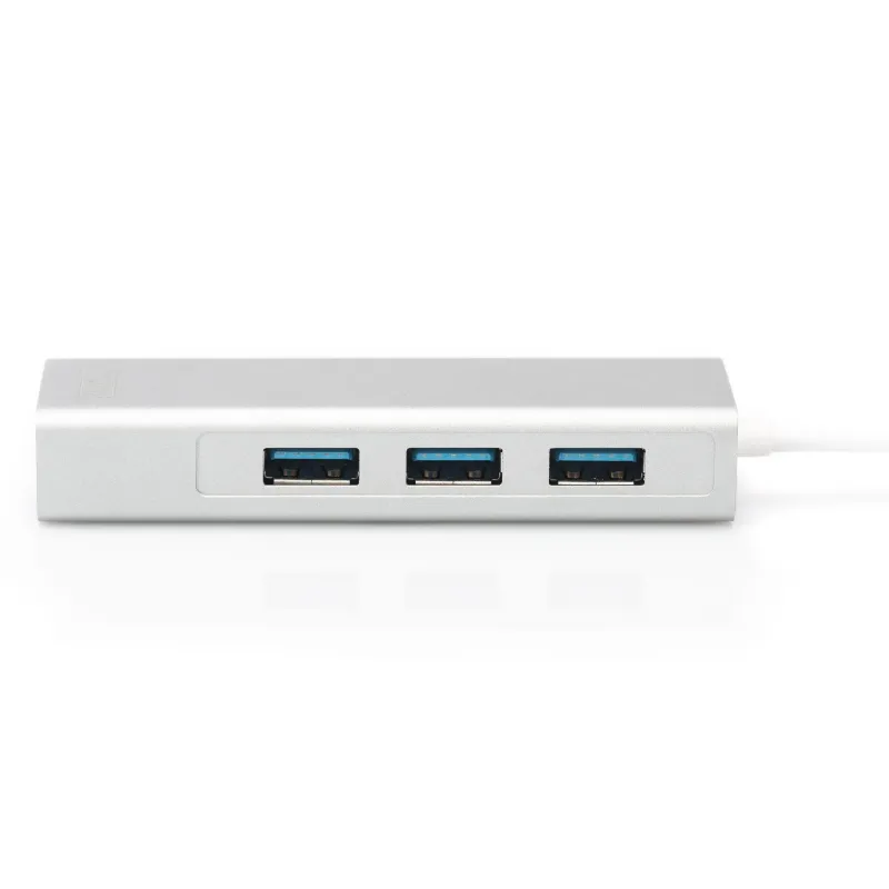 HUB/Koncentrator DIGITUS 3-portowy USB Typ C, USB A HighSpeed z Gigabit LAN