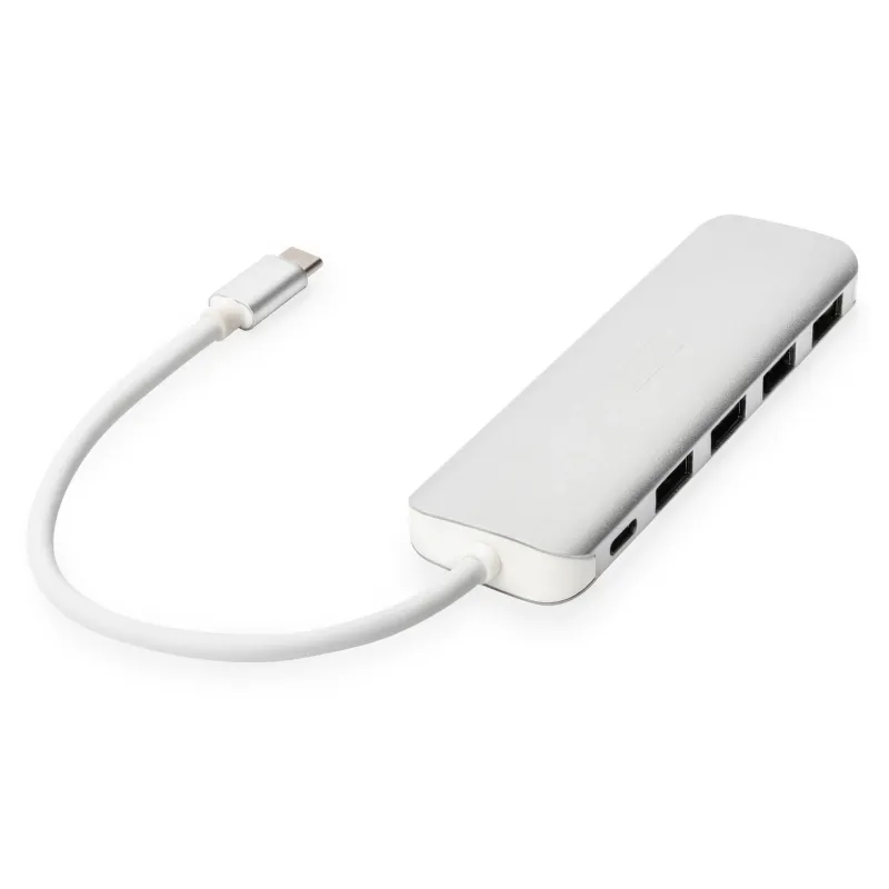 Hub USB DIGITUS 4-portowy USB 3.0 SuperSpeed z Typ C PD 3.0 aluminium