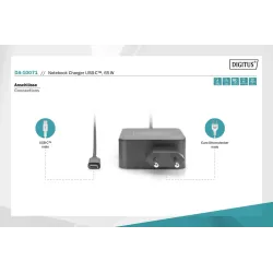 Ładowarka sieciowa DIGITUS zasilacz 1x USB-C PD 3.0 max. 65W zintegrowany