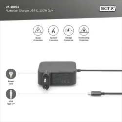 Ładowarka sieciowa DIGITUS zasilacz 1x USB-C PD 3.0 max. 100W GaN