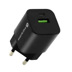 Ładowarka sieciowa everActive GaN SC-390QB z gniazdem USB QC3.0 oraz USB-C