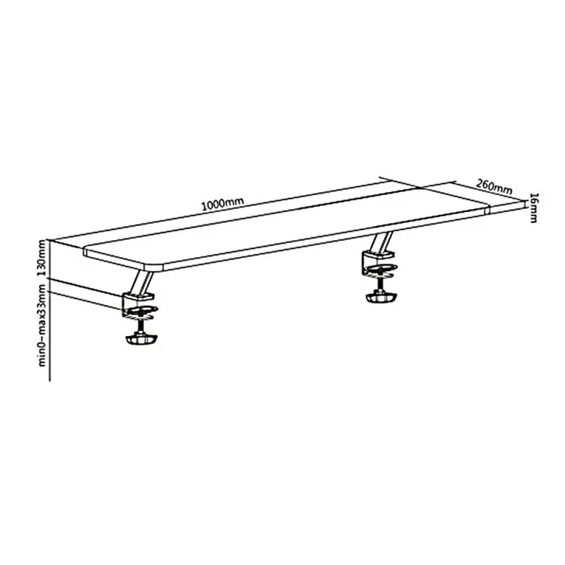 Półka do blatu na monitor Ergo Office, przykręcana, 13"~32", max 20kg,