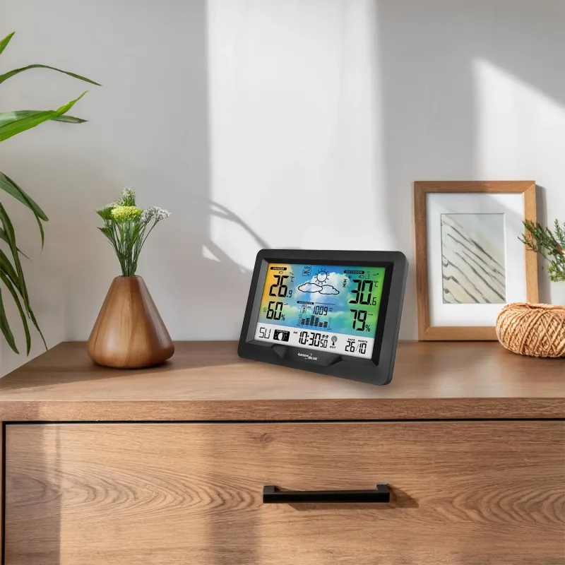 Stacja pogodowa bezprzewodowa GreenBlue GB540N, kolorowa, z systemem DCF,