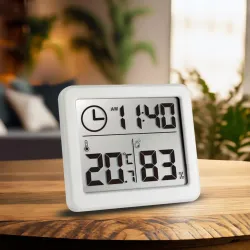 Termometr higrometr z funkcją zegara GreenBlue GB384W biały