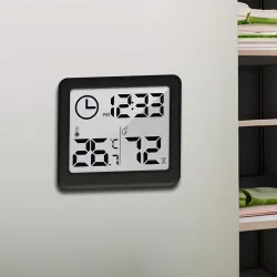 Termometr higrometr z funkcją zegara GreenBlue GB384B czarny