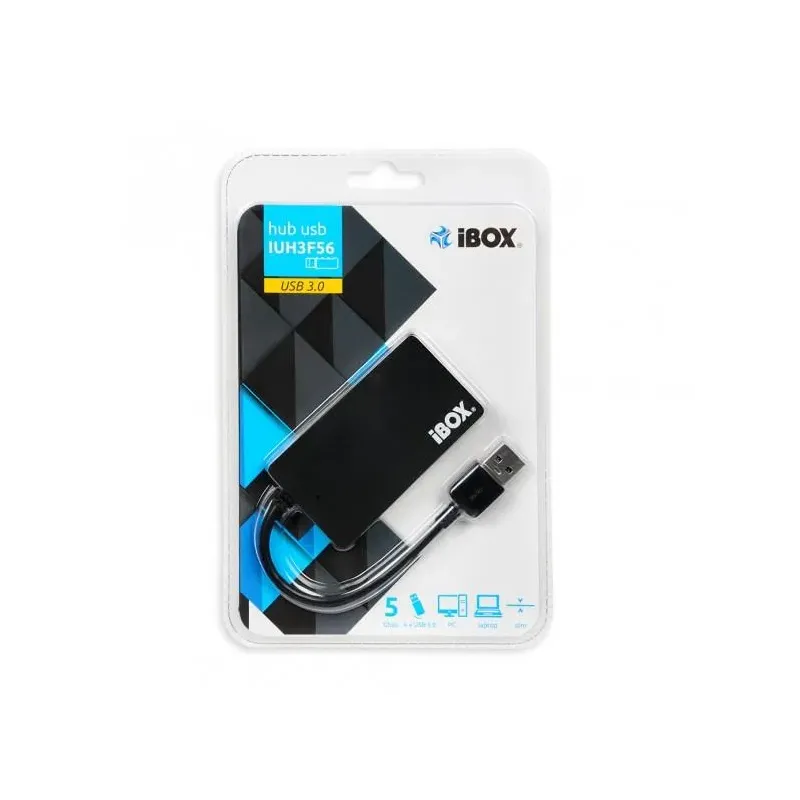 Hub USB iBOX IUH3F56 4xUSB 3.0, SLIM czarny