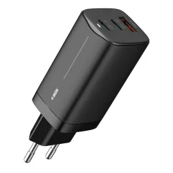 Ładowarka sieciowa GaN iBOX C-65 USB-C PD65W, kabel USB-C, Black