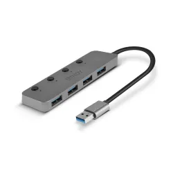 Hub USB 3.0 LINDY 3 Ports, RJ-45 Gigabit Ethernet, czarny