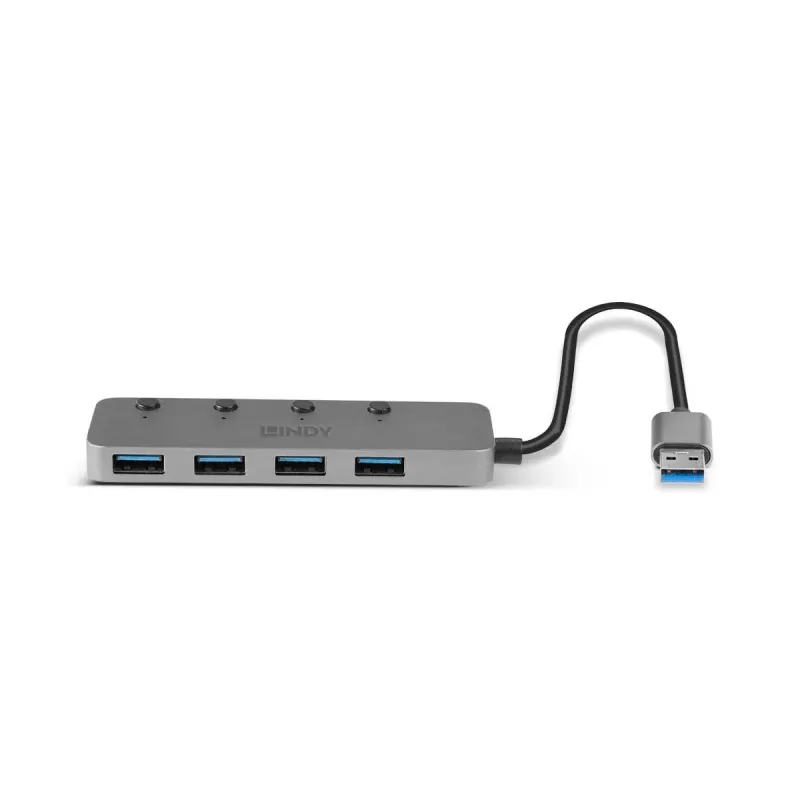 Hub USB 3.0 LINDY 3 Ports, RJ-45 Gigabit Ethernet, czarny