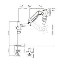 Uchwyt do monitora Maclean MC-775 17-32" 8kg czarny ze sprężyną gazową