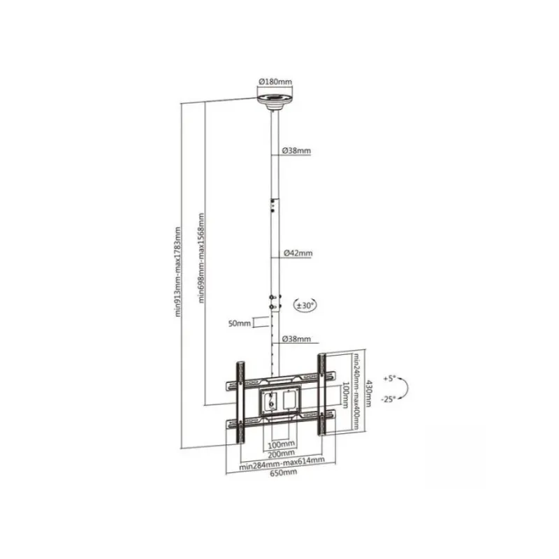 Uchwyt do telewizora sufitowy Maclean MC-803 max 50kg max VESA 600x400