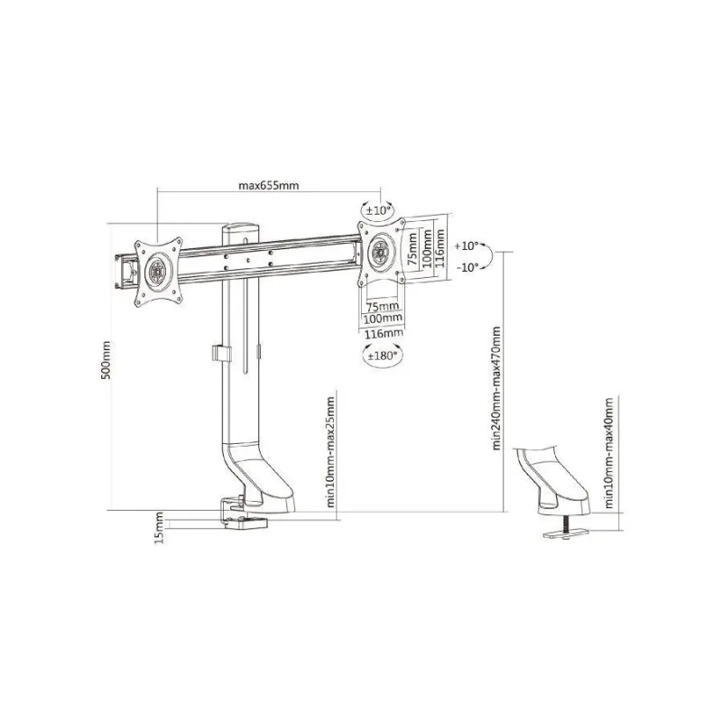 Uchwyt na dwa monitory Maclean MC-854 17"-27" 14kg VESA 75x75 100x100