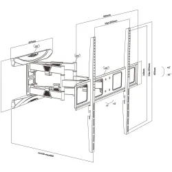 Uchwyt do TV Maclean MC-423, max VESA 800x600, 43-100", 80kg, reg.kąta w