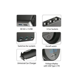 Rozdzielacz gniazda zapalniczki samochodowej Maclean MCE218 3 gniazda