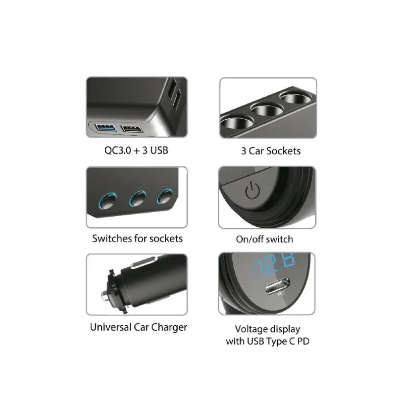 Rozdzielacz gniazda zapalniczki samochodowej Maclean MCE218 3 gniazda