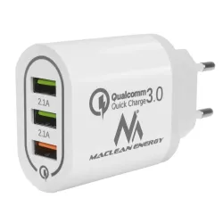 Ładowarka sieciowa Maclean MCE479 W QC 3.0 3xUSB biała