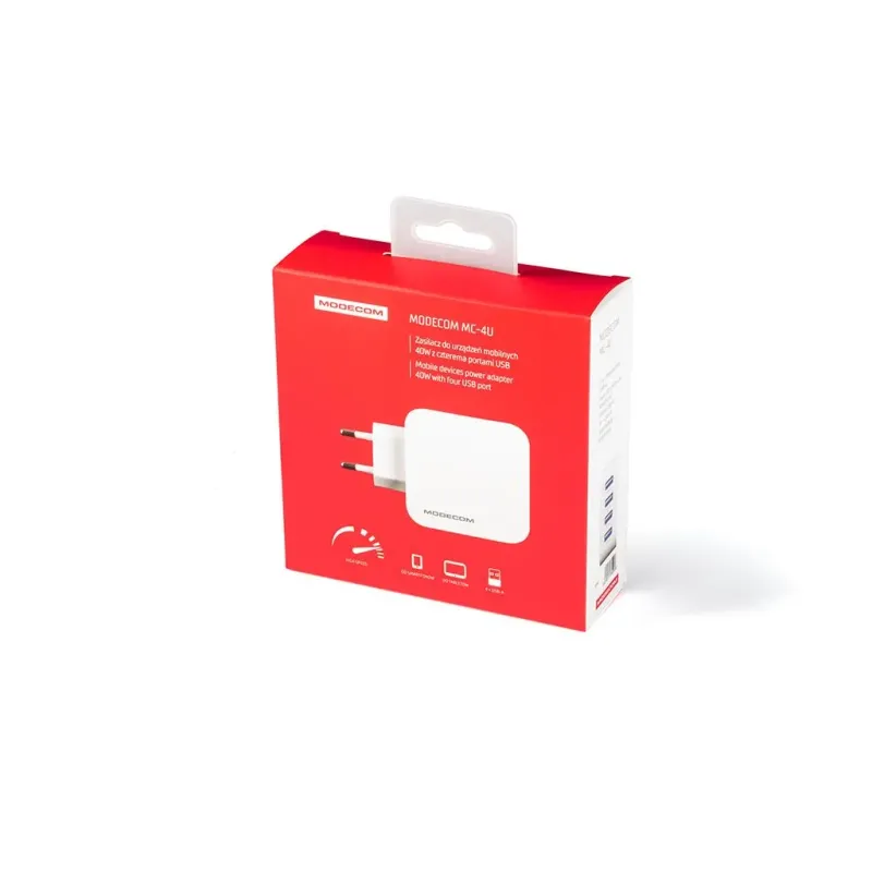 Ładowarka sieciowa MODECOM MC-4U 40W 4x USB-A (5V 2,4A)