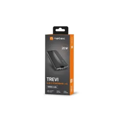 Powerbank Natec Trevi Slim Q V2 10000Mah PD USB-C 20W + USB-A 18W + Kabel