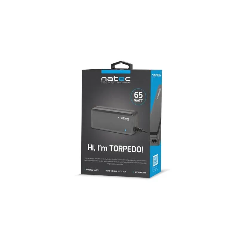 Zasilacz sieciowy uniwersalny Natec Torpedo Uni-70 do notebooka 8 końcówek