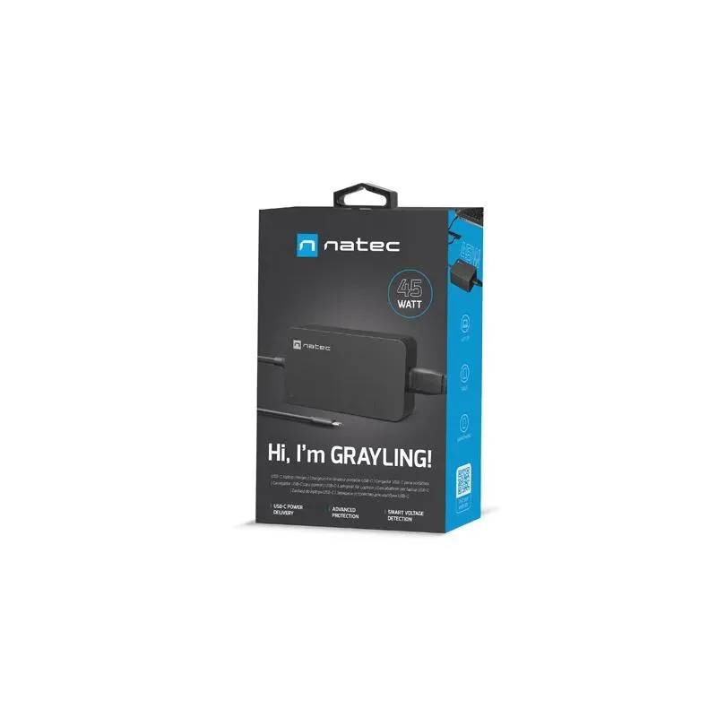 Zasilacz sieciowy uniwersalny Natec Grayling USB-C 45W do laptopów,