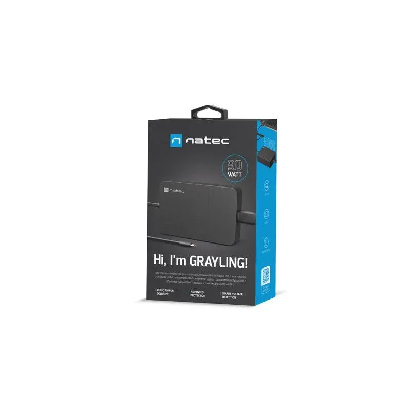 Zasilacz sieciowy uniwersalny Natec Grayling USB-C 90W do laptopów,